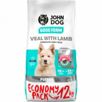 JOHN DOG Good Form Puppy Veal with lamb - sausas maistas &scaron;unims - 12 kg