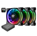 THERMALTAKE Riing Plus 12 LED RGB 3er Set high performance casefan 3 pieces 12x12x2,5cm Software Noise 18.7 dBA with LNC
