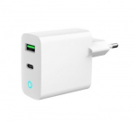 USB-A/USB-C Charger LED 20W PD QC3.0 White