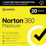 Norton 360 Platinum antivirusinės programos nauja elektroninė (ESD) licencija 1 metams 1 vartotojui (20 įrenginių)