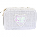 Tweed pencil case 3 levels white