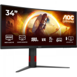 AOC CU34G4 180Hz lenktas LED monitorius su VA technologija | 34 colių | UWQHD (3440x1440, 21:9, 110ppi) | Reakcijos laikas: 0.5ms (MPRT) | 178&deg;/​178&deg; | Jungtys: DisplayPort, HDMI, 3.5mm | Pakreipiamas, reguliuojamo auk&scaron;čio, sukamas ir pasukamas stova ...
