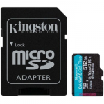 KINGSTON 512GB microSDXC Canvas Go Plus Gen4 200MB/s A2 U3 V30 Card + Adapter