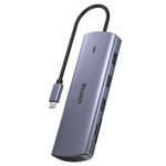 UNITEK USB-C 9-in-1 jungčių blokas, HDMI, VGA, SD, RJ45, PD 100 W