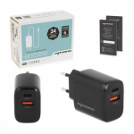 GaN 20W USB-C PD + USB-A Charger (black)