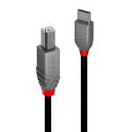 USB Kabelis - LINDY Anthra Line USB 2.0 Type C į B Laidas, M/M, 480Mbps, 2.5W, 0.5 m, Juodas