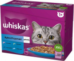 WHISKAS želė paketėliai, skoniai: 12x85g - drėgnas maistas katėms - 12x85g