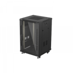 LANBERG rack cabinet 19 inch free standing 18U 600X600 flat pack with glass door black