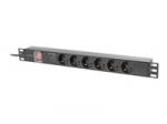 LANBERG PDU Rack 19inch 1U 10A 6x Schuko Black C14 2m