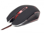 Gembird gaming optical mouse 2400 DPI, 6-button, USB, black with red backlight
