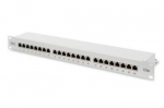 DIGITUS Patch Panel 19inch 24Port Cat5e STP shielded grey RAL7035 cableinstallation about LSA