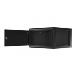 LANBERG Wall mount cabinet 19inch 6U 600x600 steel doors black flat pack