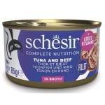 SCHESIR in broth Tuna with beef and rice - &scaron;lapias kačių maistas - 85 g