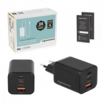 GaN 65W 2x USB-C PD + USB-A Charger (Black)