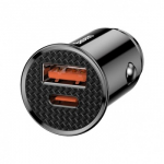 Baseus Circular Car Charger PD QC4.0+ 5A 30W Black (Black)
