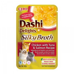 INABA CAT Dashi Delights Silky Broth Vi&scaron;tiena su Tunu ir La&scaron;i&scaron;a - skanėstas katėms - 40g