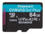 KINGSTON 64GB microSDXC Canvas Go Plus Gen4 200R A2 U3 Single Pack w/o ADP