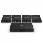 AV Skirstytuvo Prailginimas - LINDY Cat.6 4 Prievadų HDMI 4K60 ir IR Skirstytuvo Prailginimas 70 m, Juodas