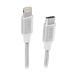 Laidas SBS Silver Metal Braided, USB-C - Lightning