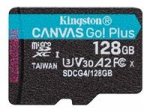 KINGSTON 128GB microSDXC Canvas Go Plus Gen4 200R A2 U3 Single Pack w/o ADP