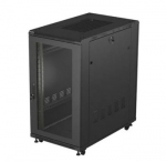 19-inch 22U 600x1000 black floor-standing rack cabinet with perforated doors (flat pack)