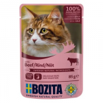 BOZITA Mėsos gabaliukai želė su jautiena &ndash; &scaron;lapias pa&scaron;aras katei &ndash; 85g