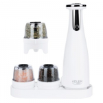 Adler Electric Salt and pepper grinder AD 4449w Grinder 7 W Housing material ABS plastic Lithium Mills with ceramic querns; Charging light; Auto power off after: 3 minutes; Fully charged for 120 minutes of continuous use; Charging time: 2.5 hours; Ca ...