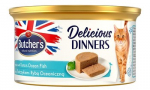 BUTCHER'S CLASSIC DELICIOUS DINNERS &Scaron;lapias kačių maistas Putos Tunai ir jūrinės žuvys 85 g