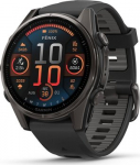 Garmin fenix 8 43mm AMOLED Sapphire Pilkos anglies spalvos DLC titanas su juodos / pilkos akmenukų spalvos silikoniniu dirželiu