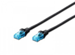 CAT 5e U-UTP | Patch cord | PVC AWG 26/7 | Boots with kink protection, strain relief and latch protection | Black | 1 m | Modular RJ45 (8/8) plug