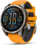 Garmin fenix 8 47mm AMOLED Sapphire Titanas su oranžiniu / grafito spalvos silikoniniu dirželiu