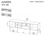 ALMERA TV spintelė 180,5x42x52,5 rie&scaron;utmedžio/ka&scaron;myro + juodos spalvos židinys