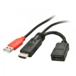 Adapteris - HDMI 1.4 M/F Maitinimo Adapteris su USB A Ki&scaron;tuku 15cm HDMI 50cm USB