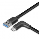 USB Kabelis - LINDY USB 3.2 Tipo A į C Laidas, M/M, 10Gbps, 90&deg; De&scaron;inysis Kampas, 0.5 m, Juodas