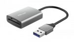 Trust Dalyx Compact, aluminium card reader with standard USB connector for use with (micro) SD cards