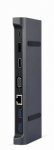 GEMBIRD A-CM-COMBO9-02 USB Type C 9in1 multi port adapter USB Hub3.0 + HDMI + DisplayPort + VGA + PD + LAN + stereo audio