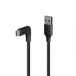 USB Kabelis - LINDY USB 3.2 Type A į C Laidas, M/M, 10Gbps, 90&deg; De&scaron;inysis Kampas, 1.5 m, Juodas
