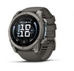 &bdquo;Garmin fenix 9&ldquo; i&scaron;manusis laikrodis, 51 mm, titano korpusas su &bdquo;Pebble Grey&ldquo; spalvos silikonine apyranke