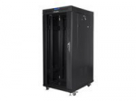 LANBERG free standing rack 19inch cabinet 27U 600x800 glass door LCD flat pack black