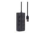 GEMBIRD USB 2.0 powered 4-port hub with switches black