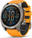 Garmin fenix 8 51mm AMOLED Sapphire I&scaron; titano su oranžiniu / grafito spalvos silikoniniu dirželiu