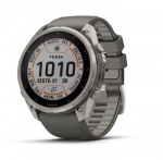 &bdquo;Garmin fenix 9 Pro&ldquo; Solar i&scaron;manusis laikrodis, &bdquo;inReach&ldquo;, 51 mm, titano korpusas su akmenukų pilkos spalvos silikonine apyranke