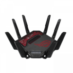 Asus ROG Rapture GT-BE19000 Tri-band WiFi 7 (802.11be) Gaming Router, 320MHz bandwidth and 4096-QAM, MLO, Dual 10G ports, AI WAN detection, Triple-level Game Acceleration, Gaming Network, AURA RGB, AiMesh support, subscription-free network security a ...