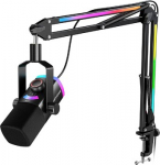 FIFINE AmpliGame AM8 PROT laidinis mikrofonas su stovu ir RGB ap&scaron;vietimu|USB/XLR