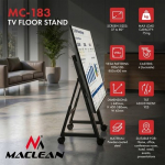 &bdquo;Maclean&ldquo; televizoriaus vežimėlis / grindinis stovas, 37&ndash;80", maks. VESA 800x400, maks. 75 kg, mobilus, ratų fiksatorius, MC-183