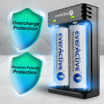 Baterijų Įkroviklis - everActive LC-200 Mikroprocesorinis Valdymas Li-ion Cilindrinėms Baterijoms Juodas