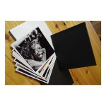 Skrebinimo albumas, baltas kietas vir&scaron;elis, juodi lipnūs lapai, 15x15 cm, (10 lapų)