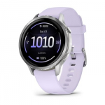 Garmin Venu 4 i&scaron;manusis laikrodis, 41 mm, sidabrinis su violetinės spalvos silikonine apyranke