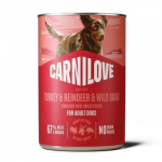 CARNILOVE Dog Turkey and Reindeer and Wild Boar - drėgnas pa&scaron;aras &scaron;unims - 400g