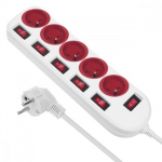 Power strip 5 socket with switches MCE204 R/